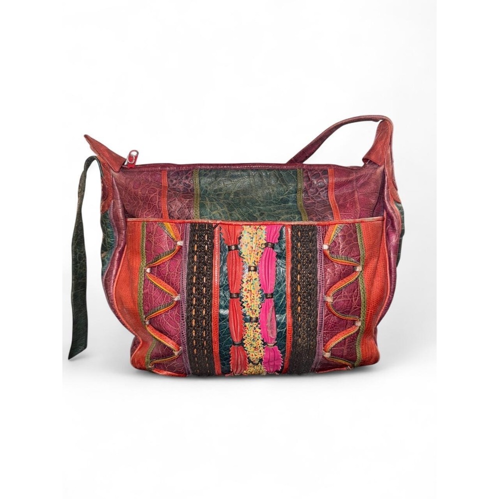 Sharif Patchwork Leather Statement Bag multicolor patchwork design